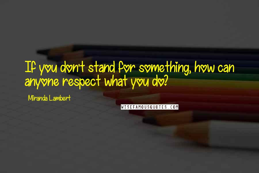 Miranda Lambert Quotes: If you don't stand for something, how can anyone respect what you do?