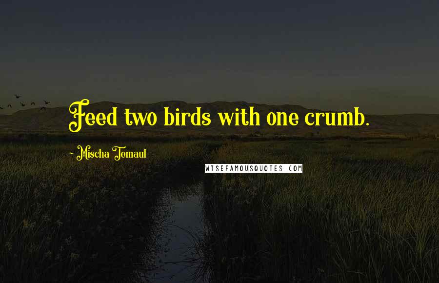 Mischa Temaul Quotes: Feed two birds with one crumb.