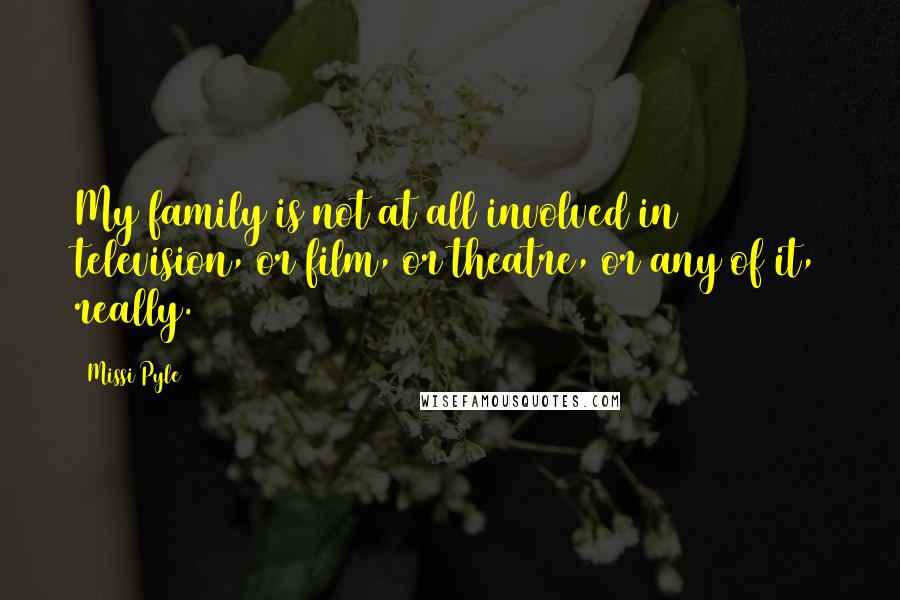 Missi Pyle Quotes: My family is not at all involved in television, or film, or theatre, or any of it, really.