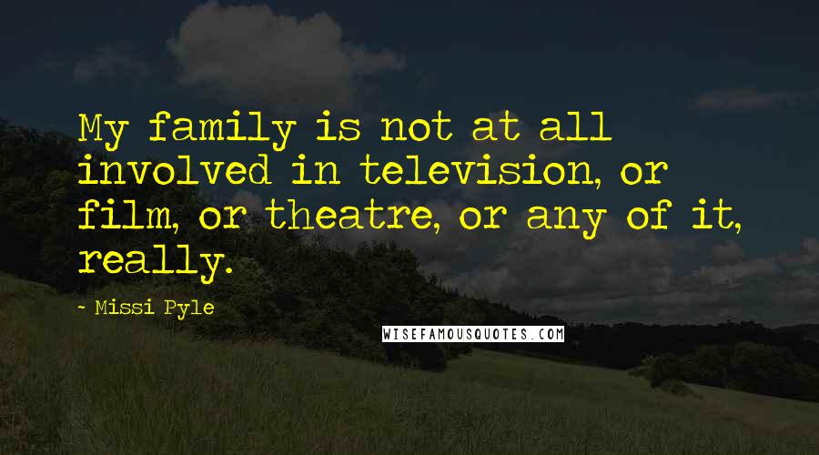 Missi Pyle Quotes: My family is not at all involved in television, or film, or theatre, or any of it, really.