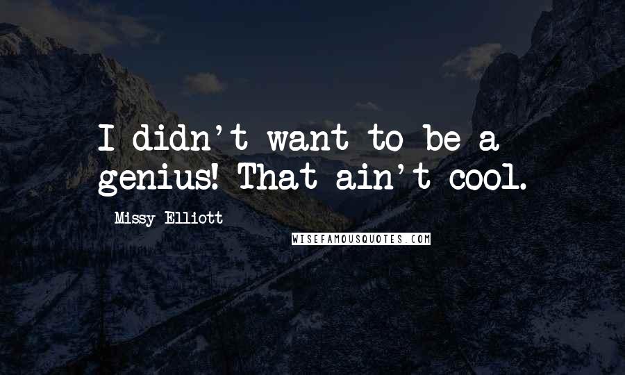 Missy Elliott Quotes: I didn't want to be a genius! That ain't cool.