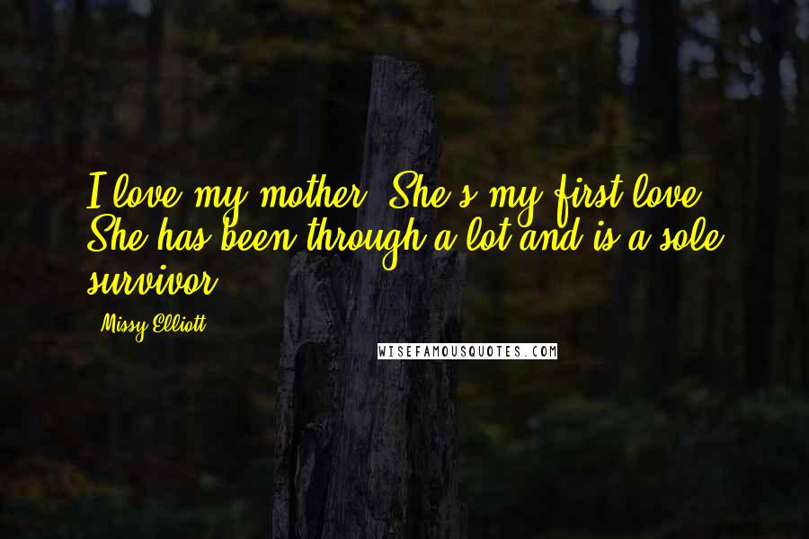 Missy Elliott Quotes: I love my mother. She's my first love. She has been through a lot and is a sole survivor.