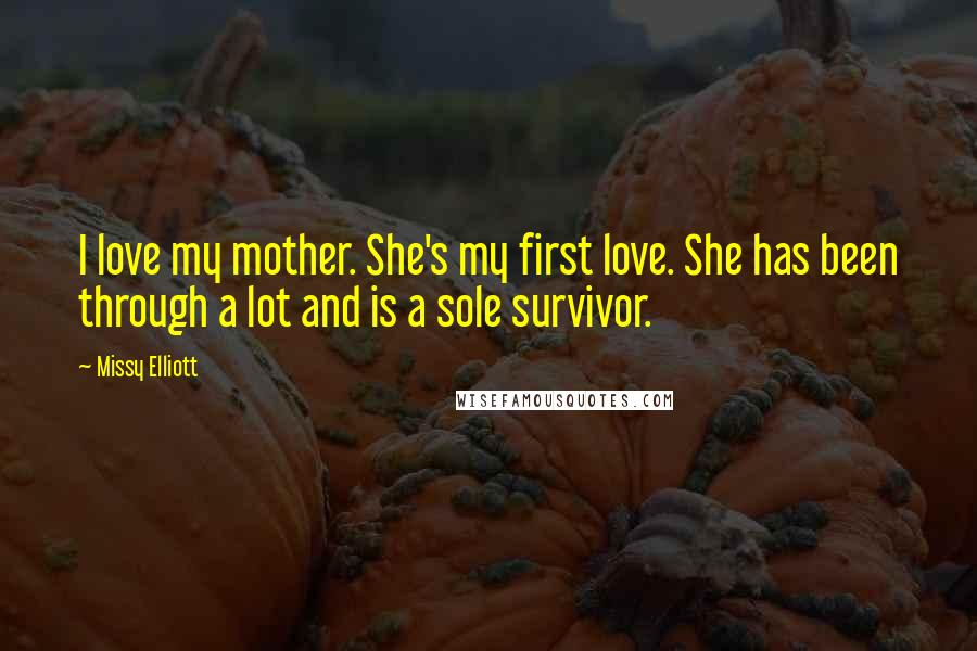 Missy Elliott Quotes: I love my mother. She's my first love. She has been through a lot and is a sole survivor.