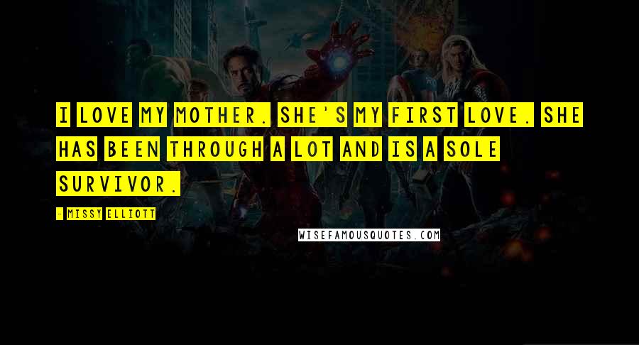 Missy Elliott Quotes: I love my mother. She's my first love. She has been through a lot and is a sole survivor.