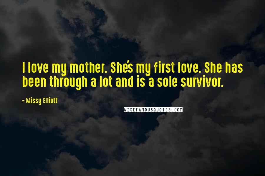 Missy Elliott Quotes: I love my mother. She's my first love. She has been through a lot and is a sole survivor.