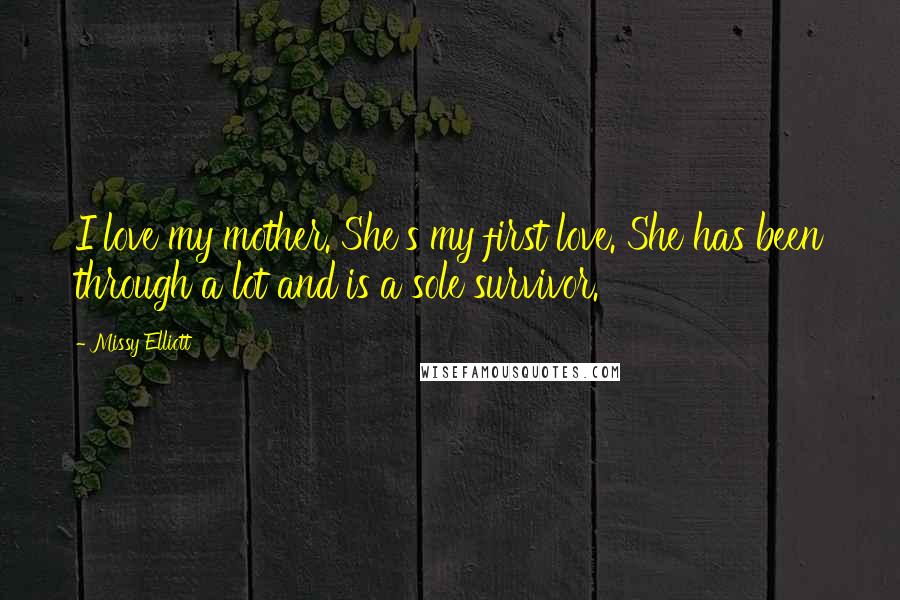 Missy Elliott Quotes: I love my mother. She's my first love. She has been through a lot and is a sole survivor.