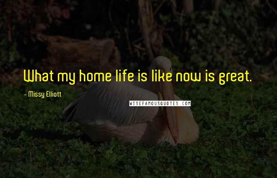 Missy Elliott Quotes: What my home life is like now is great.