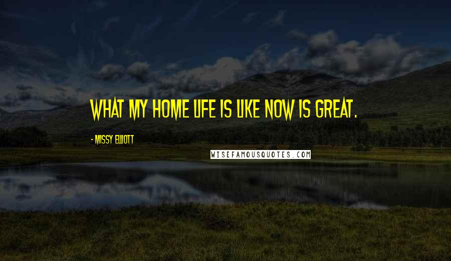 Missy Elliott Quotes: What my home life is like now is great.