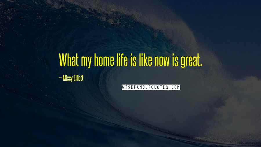 Missy Elliott Quotes: What my home life is like now is great.