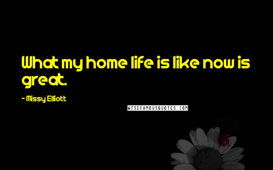 Missy Elliott Quotes: What my home life is like now is great.