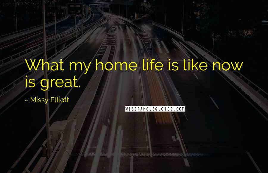 Missy Elliott Quotes: What my home life is like now is great.