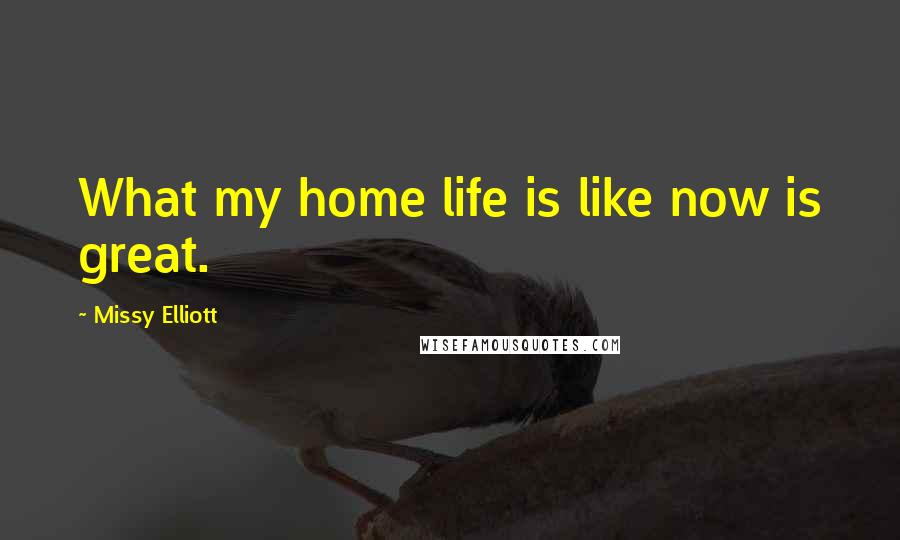 Missy Elliott Quotes: What my home life is like now is great.