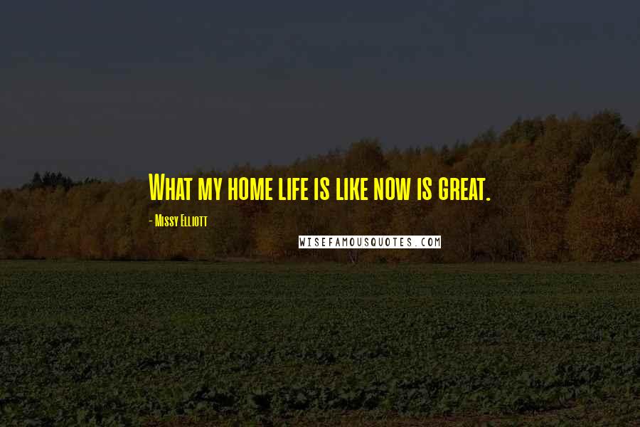 Missy Elliott Quotes: What my home life is like now is great.