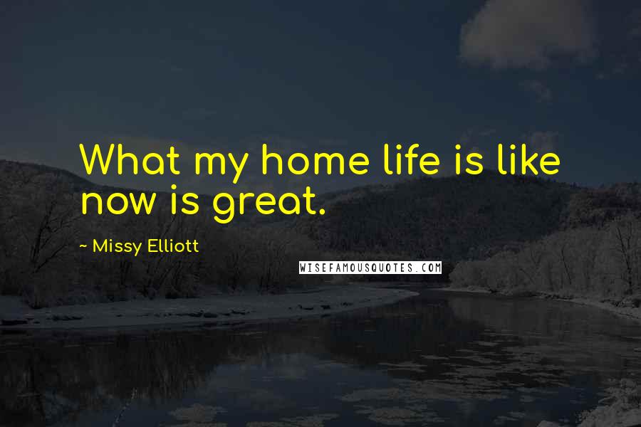 Missy Elliott Quotes: What my home life is like now is great.