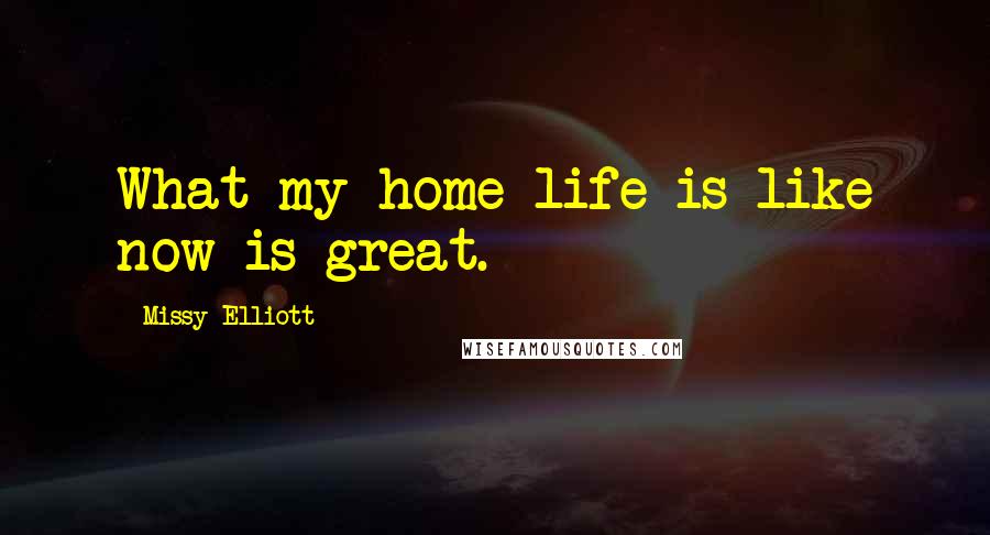 Missy Elliott Quotes: What my home life is like now is great.