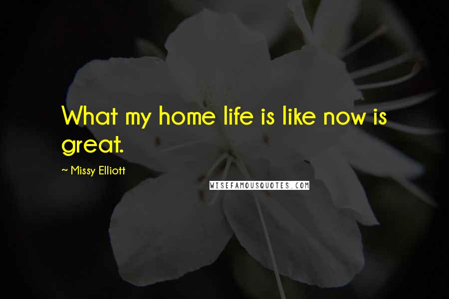 Missy Elliott Quotes: What my home life is like now is great.