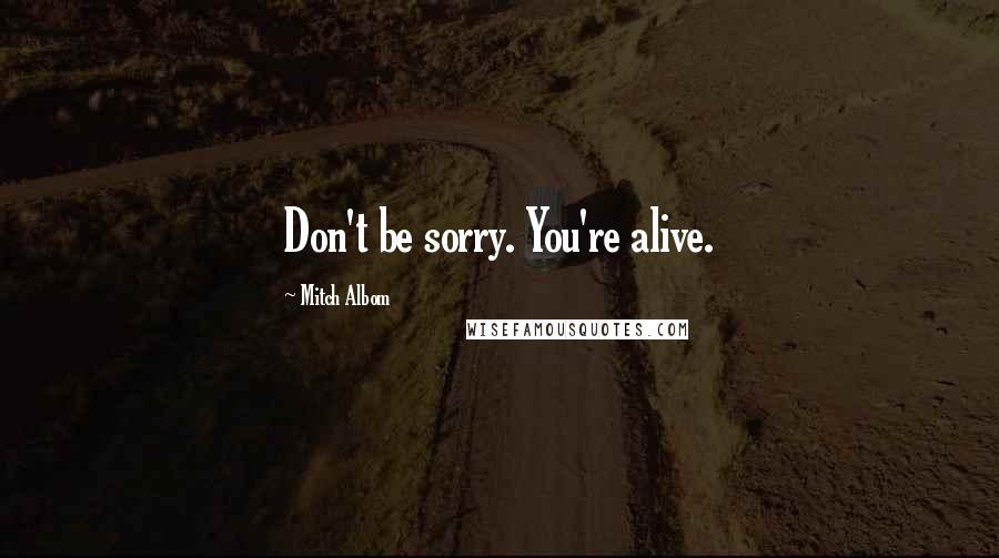 Mitch Albom Quotes: Don't be sorry. You're alive.
