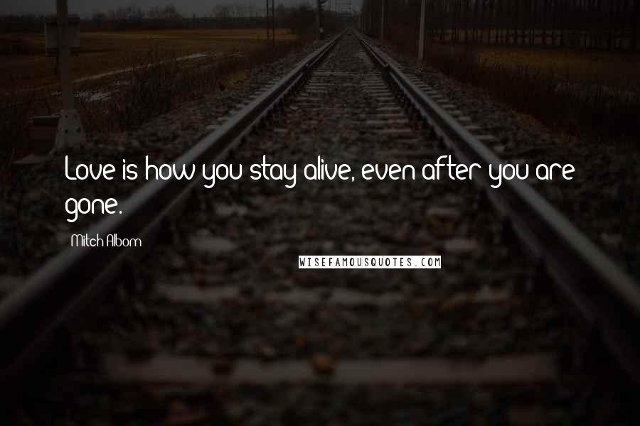 Mitch Albom Quotes: Love is how you stay alive, even after you are gone.