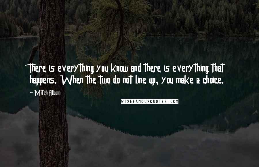 Mitch Albom Quotes: There is everything you know and there is everything that happens. When the two do not line up, you make a choice.