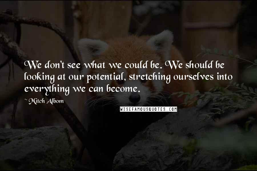 Mitch Albom Quotes: We don't see what we could be. We should be looking at our potential, stretching ourselves into everything we can become.