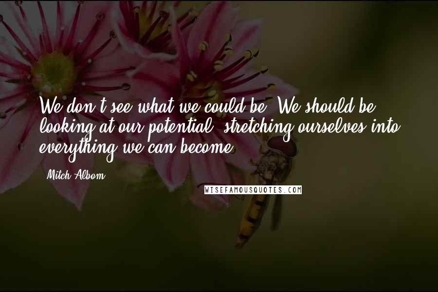 Mitch Albom Quotes: We don't see what we could be. We should be looking at our potential, stretching ourselves into everything we can become.