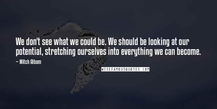 Mitch Albom Quotes: We don't see what we could be. We should be looking at our potential, stretching ourselves into everything we can become.