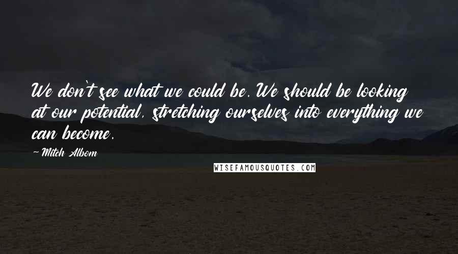 Mitch Albom Quotes: We don't see what we could be. We should be looking at our potential, stretching ourselves into everything we can become.