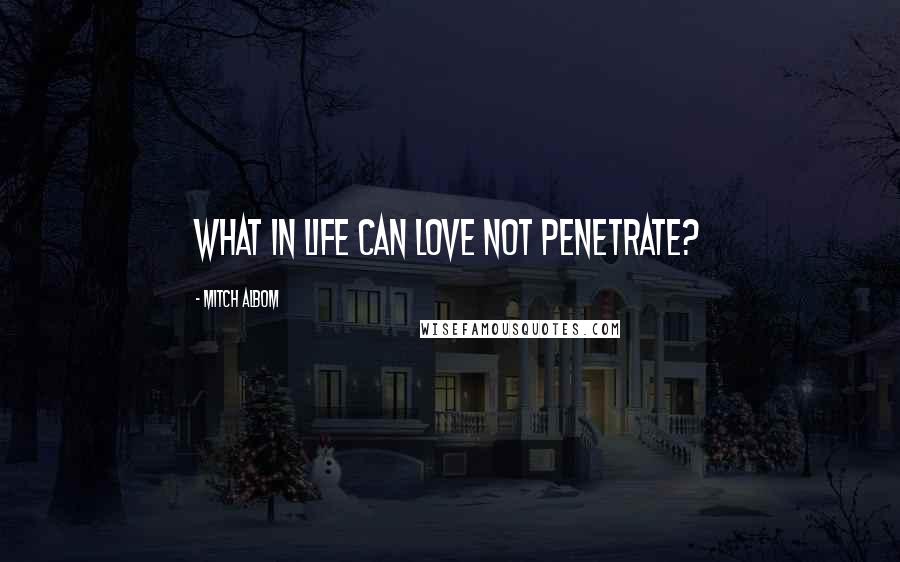 Mitch Albom Quotes: What in life can love not penetrate?