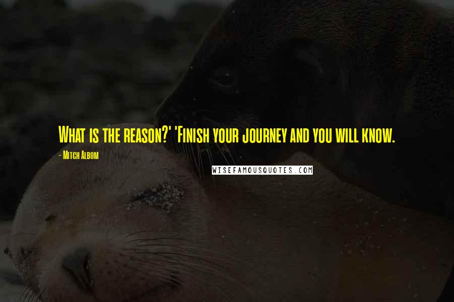 Mitch Albom Quotes: What is the reason?' 'Finish your journey and you will know.