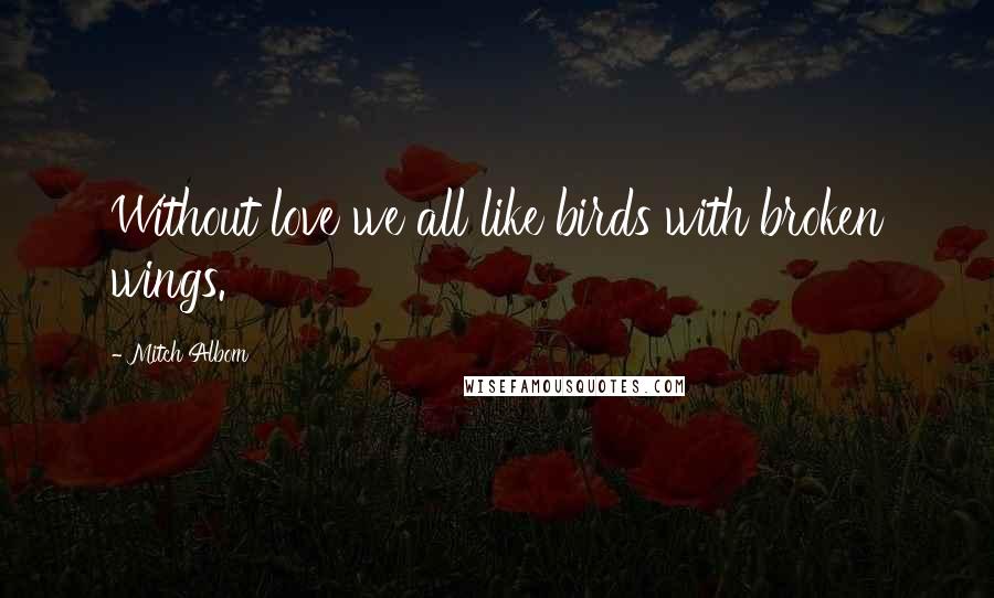 Mitch Albom Quotes: Without love we all like birds with broken wings.