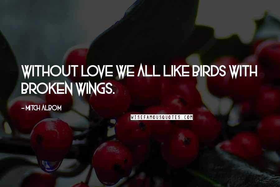 Mitch Albom Quotes: Without love we all like birds with broken wings.