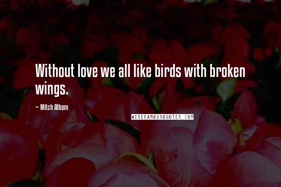 Mitch Albom Quotes: Without love we all like birds with broken wings.