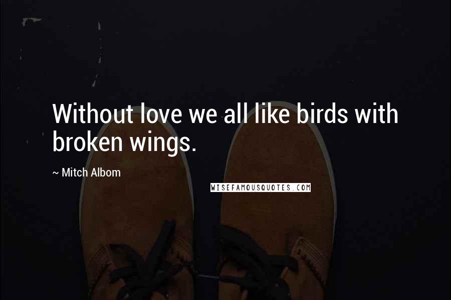 Mitch Albom Quotes: Without love we all like birds with broken wings.