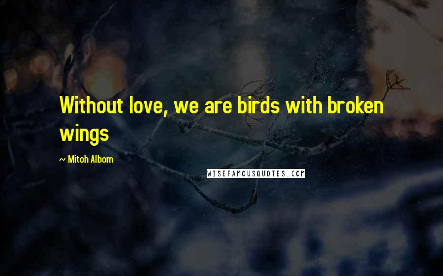 Mitch Albom Quotes: Without love, we are birds with broken wings