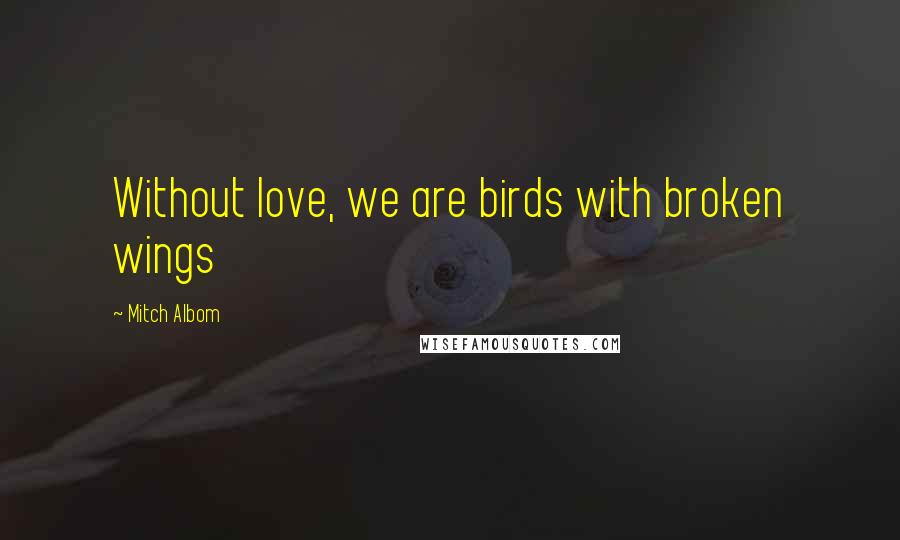 Mitch Albom Quotes: Without love, we are birds with broken wings