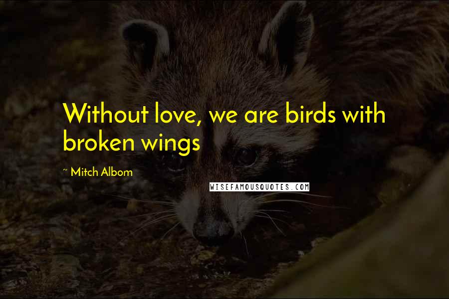 Mitch Albom Quotes: Without love, we are birds with broken wings