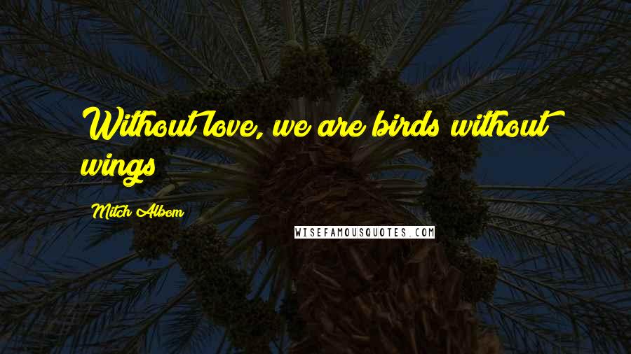 Mitch Albom Quotes: Without love, we are birds without wings
