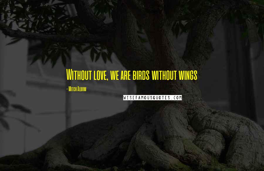 Mitch Albom Quotes: Without love, we are birds without wings