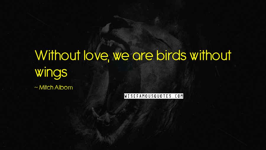 Mitch Albom Quotes: Without love, we are birds without wings