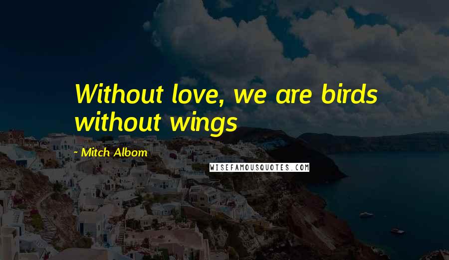 Mitch Albom Quotes: Without love, we are birds without wings