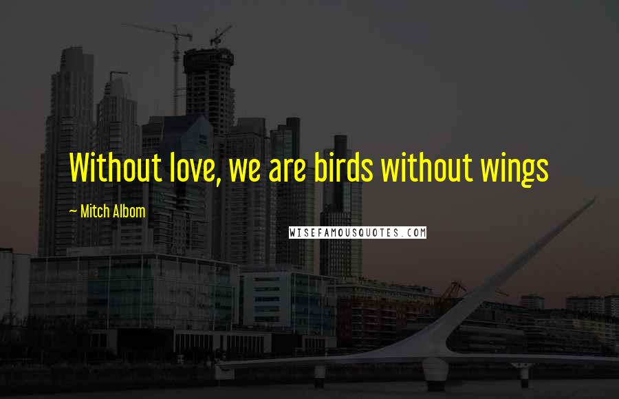 Mitch Albom Quotes: Without love, we are birds without wings