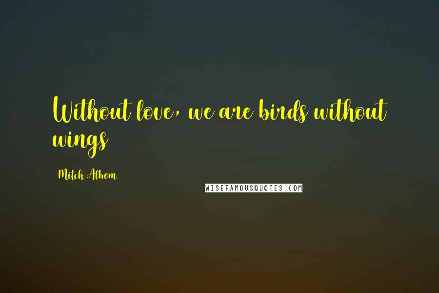 Mitch Albom Quotes: Without love, we are birds without wings