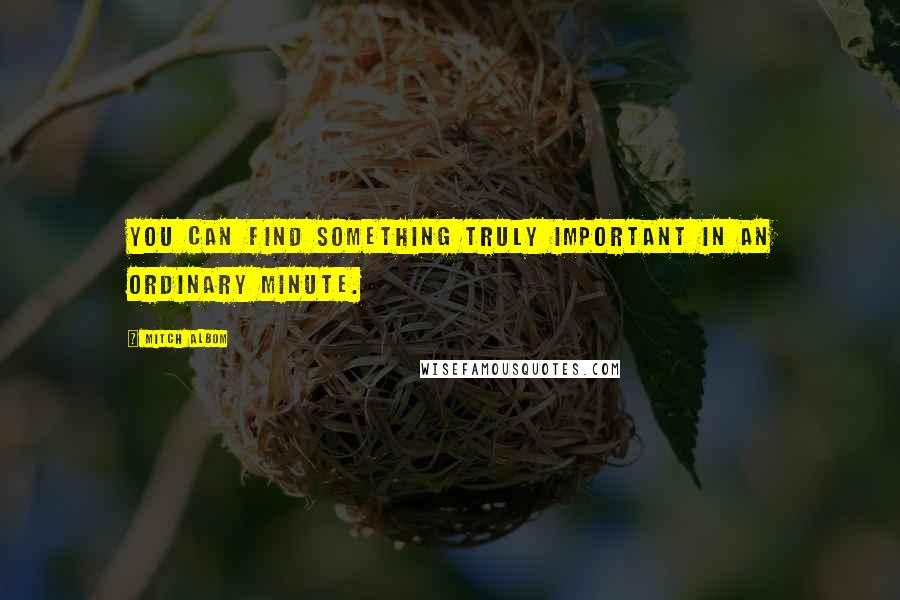 Mitch Albom Quotes: You can find something truly important in an ordinary minute.