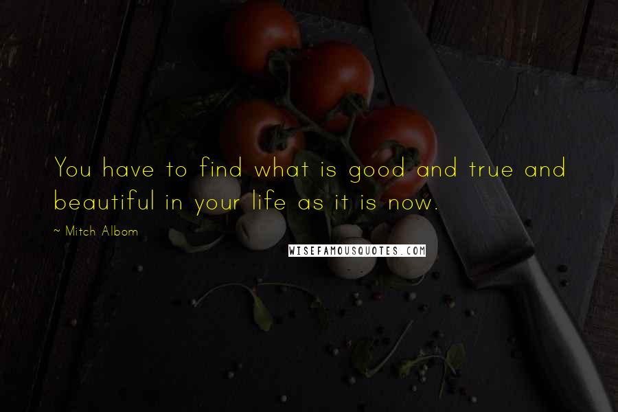 Mitch Albom Quotes: You have to find what is good and true and beautiful in your life as it is now.