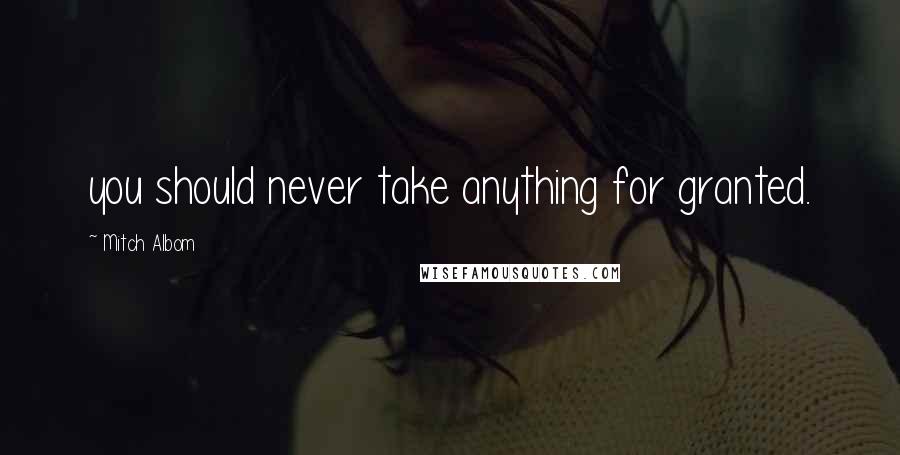 Mitch Albom Quotes: you should never take anything for granted.