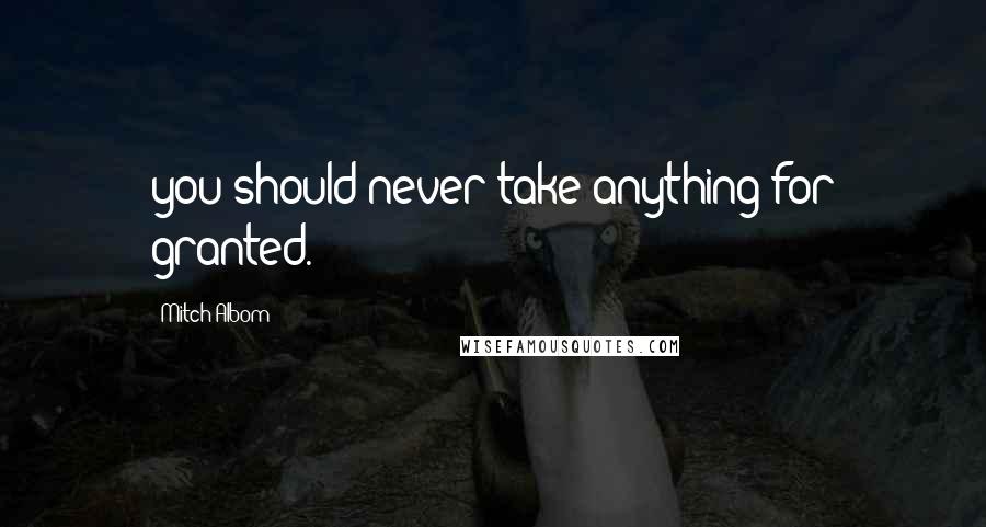 Mitch Albom Quotes: you should never take anything for granted.