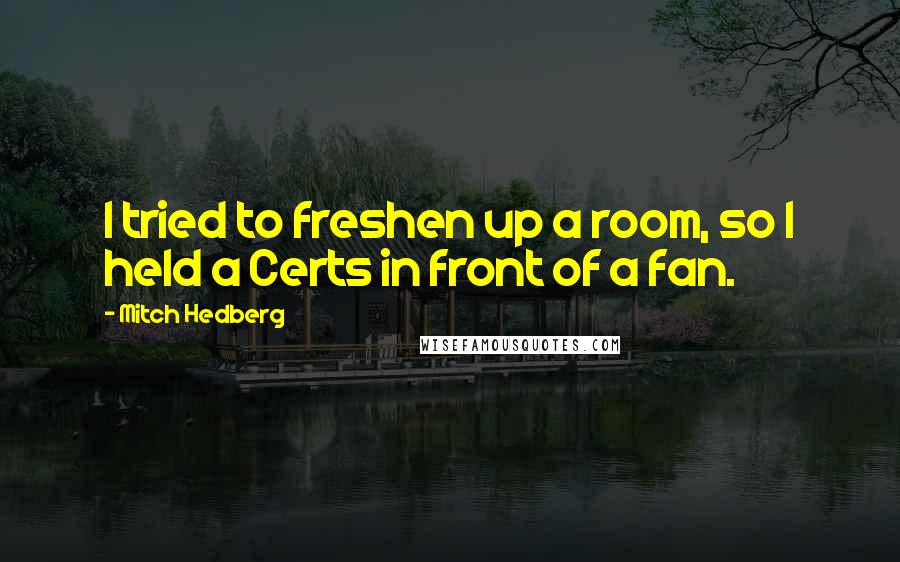 Mitch Hedberg Quotes: I tried to freshen up a room, so I held a Certs in front of a fan.