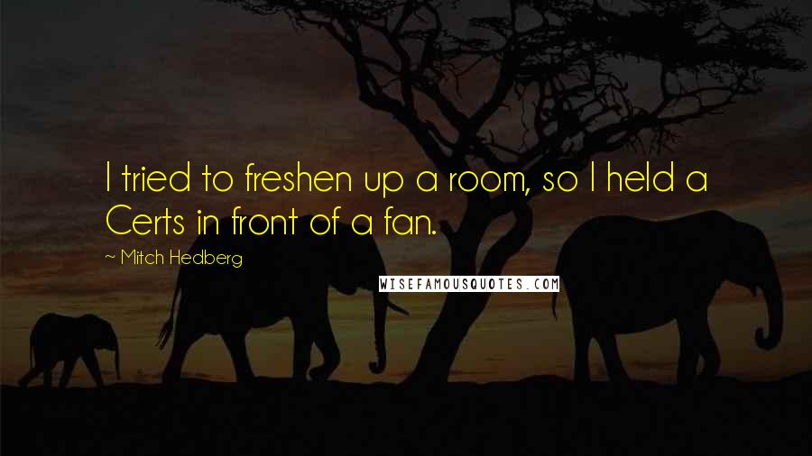 Mitch Hedberg Quotes: I tried to freshen up a room, so I held a Certs in front of a fan.