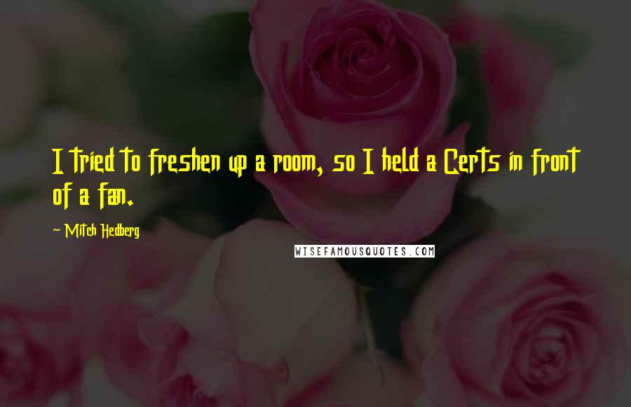 Mitch Hedberg Quotes: I tried to freshen up a room, so I held a Certs in front of a fan.