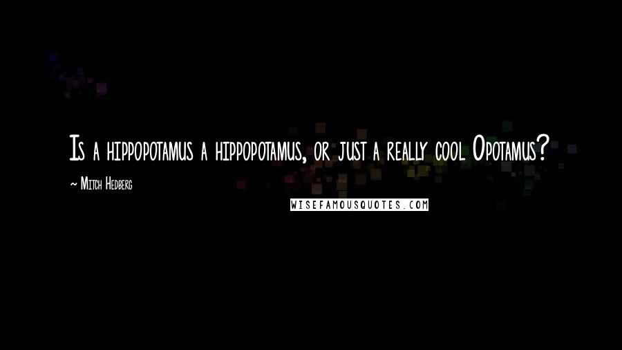 Mitch Hedberg Quotes: Is a hippopotamus a hippopotamus, or just a really cool Opotamus?